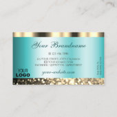 Glamoureus Blauwgroen Gold Sparking Glitter met Lo Visitekaartje (Achterkant)
