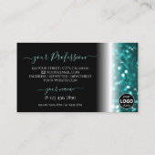 Glamoureus Blauwgroen mousserend glitter met Logo Visitekaartje (Achterkant)