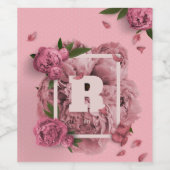 Glamoureus bloemig pioenrozen ontwerp wijn etiket (Enkel label)