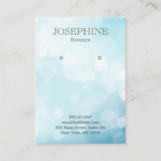Glamoureus Blue Bokeh Jewelry Earring Display Visitekaartje (Voorkant)