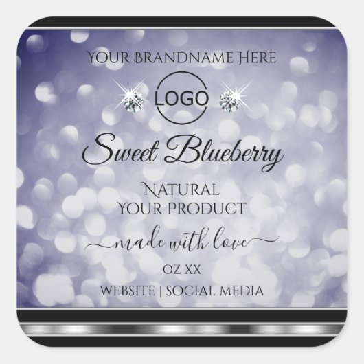 Glamoureus Blue Glitter Product Label Diamonds Log (Voorkant)