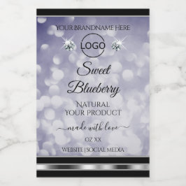 Glamoureus Blue Glitter Product Label Diamonds Log Voedselcontainer Etiket