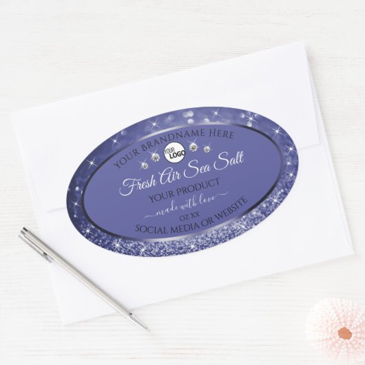 Glamoureus Blue Glitter Product Label Logo Diamond (Envelop)