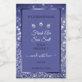 Glamoureus Blue Glitter Product Labels Diamonds Voedselcontainer Etiket (Enkel label)