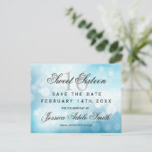 Glamoureus Blue Glitter Sweet 16 behalve de datum Briefkaart (Staand voorkant)