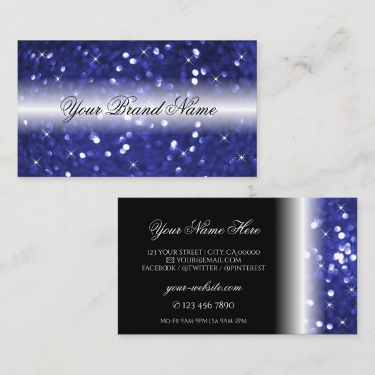 Glamoureus Blue Sparking Glitter en Stars Stijlvol Visitekaartje (Voorkant / Achterkant)