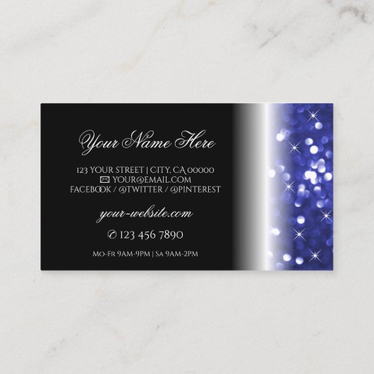 Glamoureus Blue Sparking Glitter en Stars Stijlvol Visitekaartje (Achterkant)