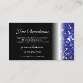 Glamoureus Blue Sparking Glitter Stars Initialen Visitekaartje (Achterkant)