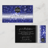 Glamoureus Blue Sparking Glitter Stars met Logo Visitekaartje (Voorkant / Achterkant)