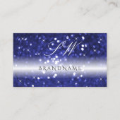 Glamoureus Blue Sparking Glitter Stars Monogram Visitekaartje (Voorkant)