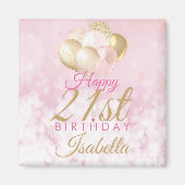 Glamoureus Blush Pink Gold 21st Birthday ballon Magneet (Voorkant)