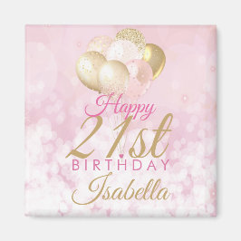 Glamoureus Blush Pink Gold 21st Birthday ballon Magneet