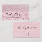 Glamoureus Blush Pink Gold Glitter Marmer Gradient Visitekaartje (Voorkant / Achterkant)