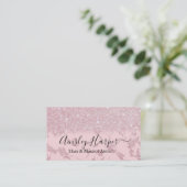 Glamoureus Blush Pink Gold Glitter Marmer Gradient Visitekaartje (Staand voorkant)