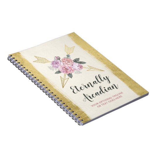 Glamoureus Bohemian Floral Arrows Gold Boho Chic Notitieboek (Rechterzijde)