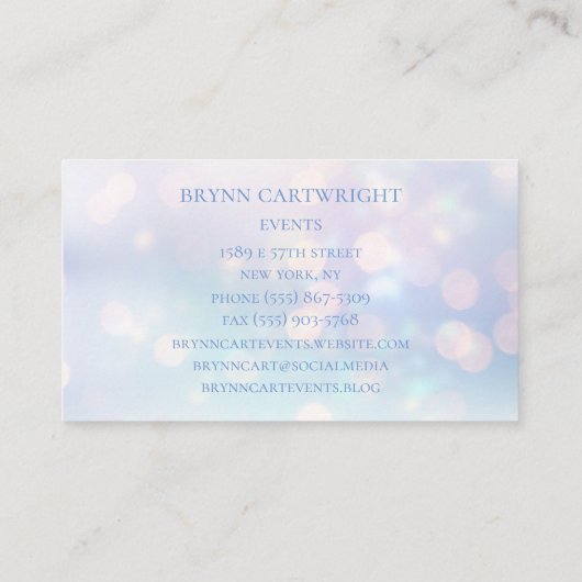 Glamoureus Bokeh Sparkle Lights Paars en blauw Visitekaartje (Achterkant)