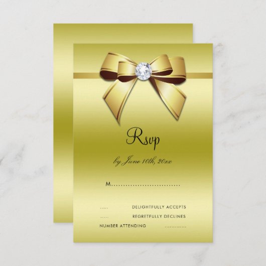 Glamoureus Bow & Ribbon 50th Wedding RSVP (Voorkant / Achterkant)