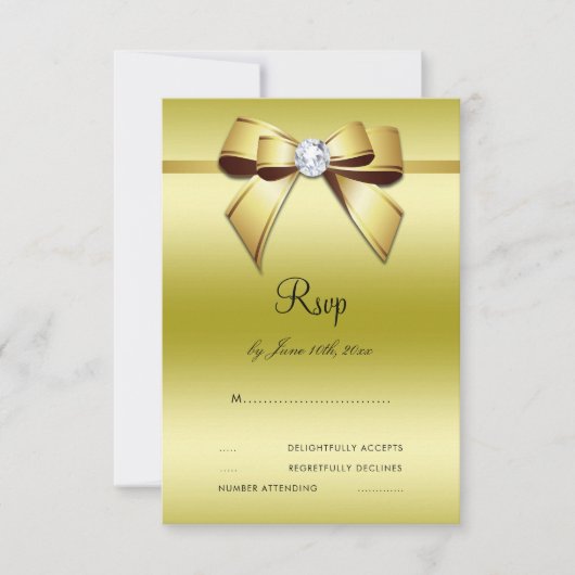 Glamoureus Bow & Ribbon 50th Wedding RSVP Kaartje (Voorkant)
