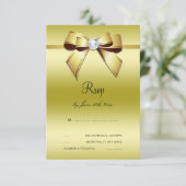 Glamoureus Bow & Ribbon 50th Wedding RSVP Kaartje (Staand voorkant)