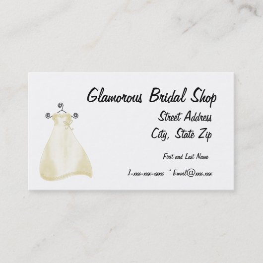 Glamoureus Bridal Shop Visitekaartje (Voorkant)