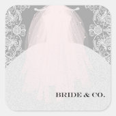 Glamoureus Bride hier is de Bride Shower Party Vierkante Sticker (Voorkant)