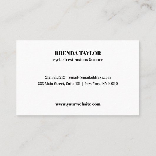 Glamoureus Browbar Eyelash Custom Loyalty Visitekaartje (Achterkant)