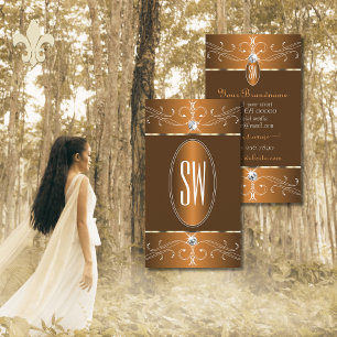 Glamoureus bruin Oranje  Ornamenten Initialen Visitekaartje