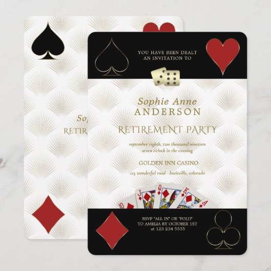 Glamoureus Casino Vegas Poker Retirement Party Kaart (Voorkant / Achterkant)