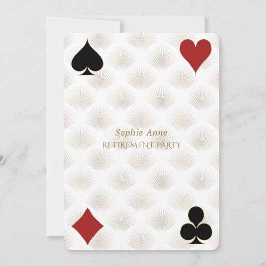 Glamoureus Casino Vegas Poker Retirement Party Kaart (Achterkant)