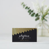 GLAMOUREUS chevron patroon glanzend gouden folie z Visitekaartje (Staand voorkant)