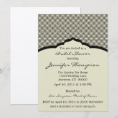 Glamoureus Chic Bridal Shower Invitation, zwart Kaart (Voorkant / Achterkant)