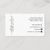 Glamoureus Chic Gold Glitter Typografie Brow Artis Visitekaartje (Achterkant)