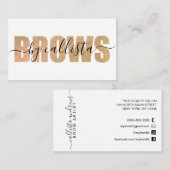 Glamoureus Chic Gold Glitter Typografie Brow Artis Visitekaartje (Voorkant / Achterkant)