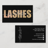Glamoureus Chic Gold Glitter Typografie Lash Artis Visitekaartje (Voorkant / Achterkant)