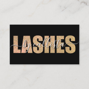 Glamoureus Chic Gold Glitter Typografie Lash Artis Visitekaartje