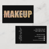 Glamoureus Chic Gold Glitter Typography Makeup Visitekaartje (Voorkant / Achterkant)