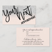 Glamoureus Chic Silver Glitter Pink Modern Afsprakenkaartje (Voorkant / Achterkant)