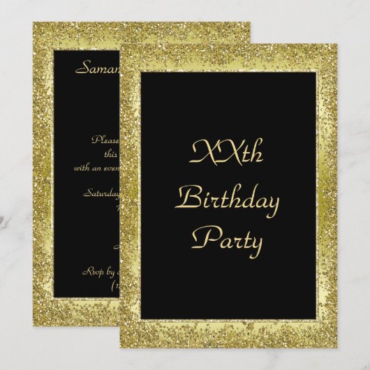 Glamoureus Classy Gold en Black Birthday Kaart (Voorkant / Achterkant)