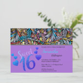 Glamoureus Colors Sweet 16 Uitnodiging (Staand voorkant)