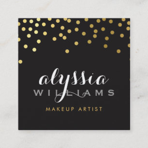 GLAMOUREUS confetti glanzend gouden folie vet zwar Vierkante Visitekaartje