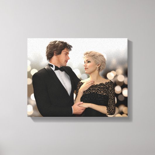 Glamoureus Couple met Twinking Bokeh Canvas Afdruk (Voorkant)