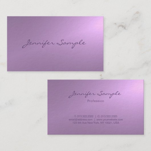 Glamoureus design Elegant Paarse Elite Plain Luxe Visitekaartje (Voorkant / Achterkant)