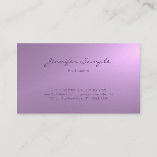 Glamoureus design Elegant Paarse Elite Plain Luxe Visitekaartje (Achterkant)