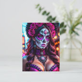 Glamoureus Día de los Muertos Catrina portret met Briefkaart (Staand voorkant)