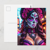Glamoureus Día de los Muertos Catrina portret met Briefkaart (Voorkant / Achterkant)