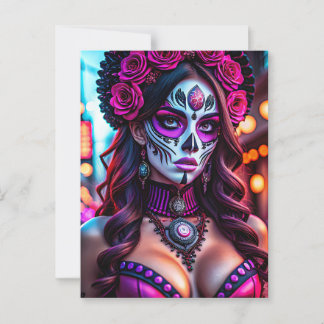 Glamoureus Día de los Muertos Catrina portret met Briefkaart