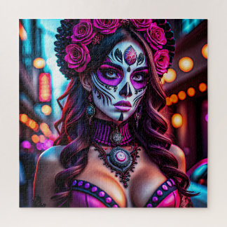 Glamoureus Día de los Muertos Catrina portret met Legpuzzel