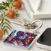 Glamoureus Día de los Muertos Catrina portret met Sleutelhanger (Voorkant Rechts)