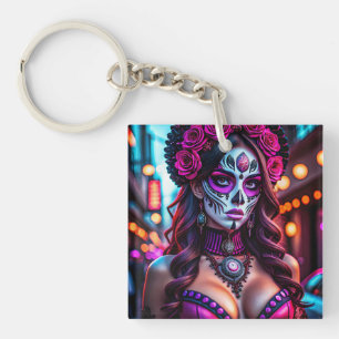 Glamoureus Día de los Muertos Catrina portret met Sleutelhanger