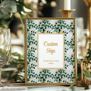 Glamoureus Donkergroen Goud Eucalyptus Trouwbord Poster